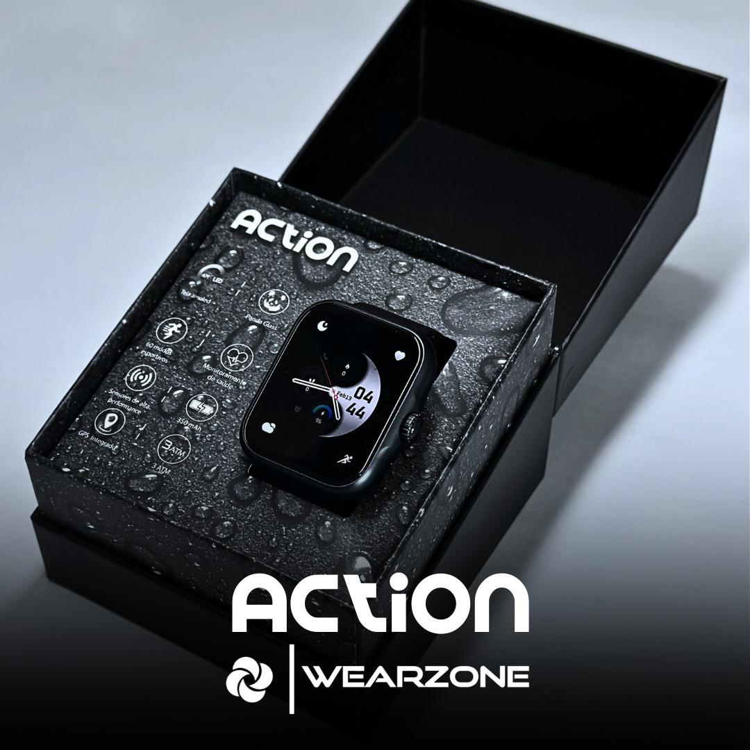 ACTION WEARZONE | Smartwatch Esportivo | A PROVA D'ÁGUA, GPS integrado e 7 Dias de Bateria